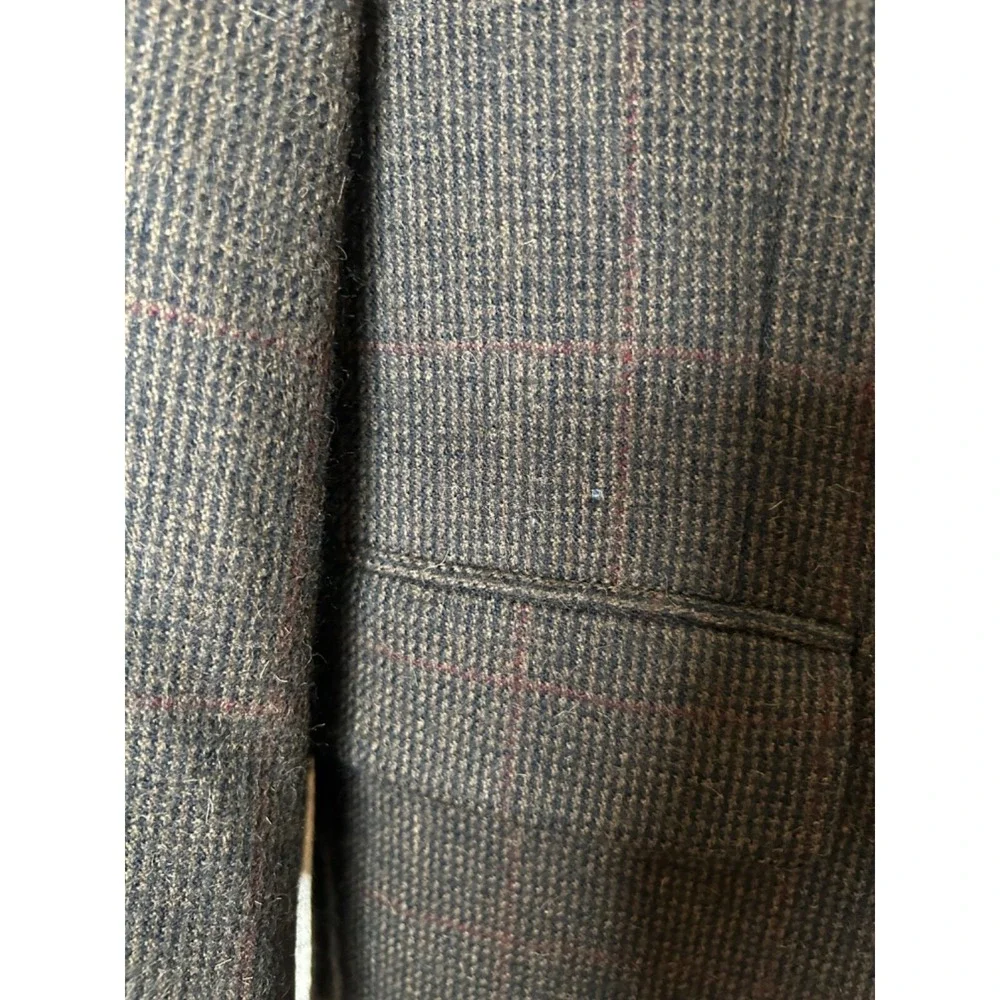 Old School Bespoke Houndstooth Tweed Brown USA Mens Blazer Sport Coat 44‎